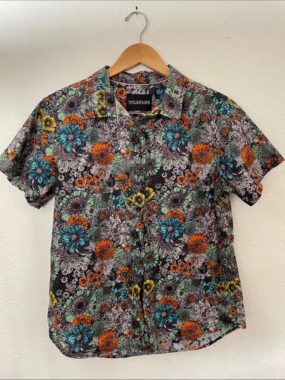 Wildfang Men’s Short-Sleeve Floral Button-Up Shirt Multicolor 100% cotton L